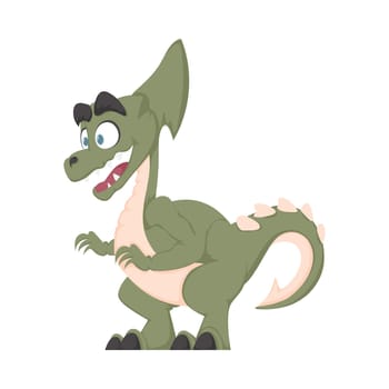 Mystical, fabulous funny green dinosaur. Cartoon style