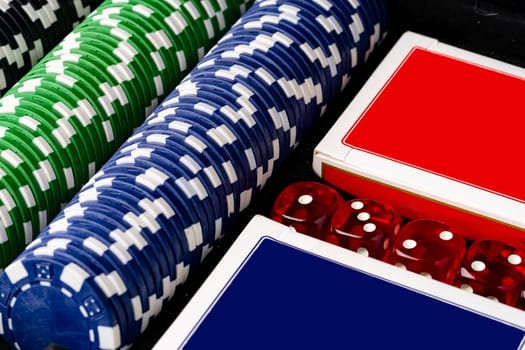 Poker game case on black background close up