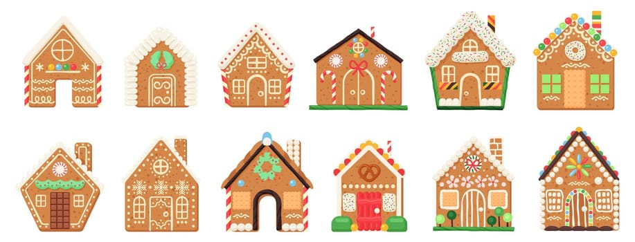 Gingerbread houses vector illustration set