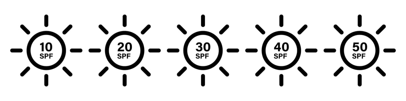 Spf sun icon set simple design