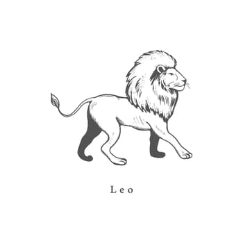 Leo zodiac symbol, hand drawn