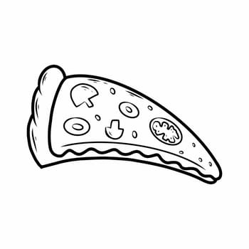 Pizza in style of doodle. Coloring book for children. Hand drawn illustration.