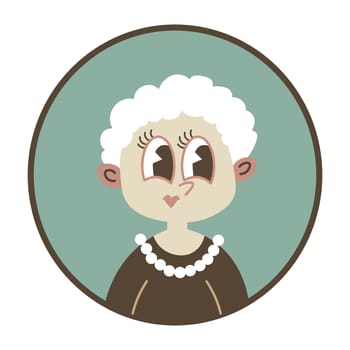 Senior woman avatar, great grandmother icon vector