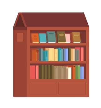 Home or school library, shelves with books vector