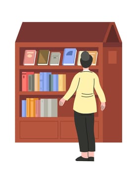 Woman choosing book from bookstore or library