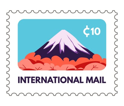 International mail, postcard with mountain Fuji