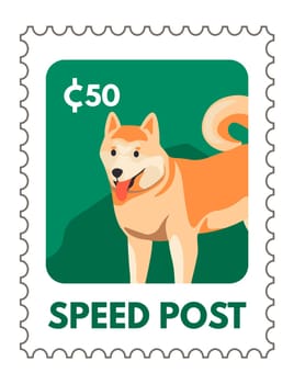 Speed post, postmark with akita inu dog vector