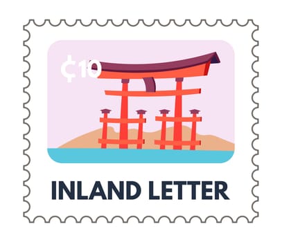 Inland letter with Japanese temple, postmarks
