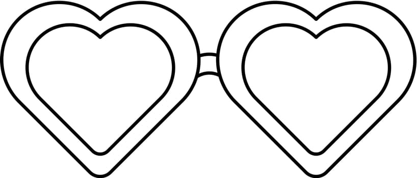 Thin contour line of Heart shaped romantic glasses. Eye protection accessory liner icon. Health and vision protection. Simple black and white vector isolated on white background