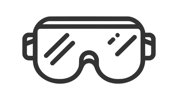 Black outlined vector icon of safety goggles