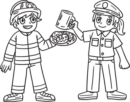 Firefighter and Policewoman Isolated Coloring