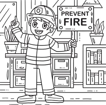 Firefighter Holding a Reminder Coloring Page