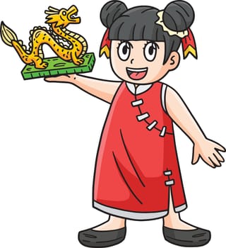 Year of the Dragon Girl Dragon Statuette Clipart