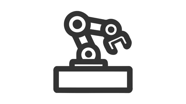 Industrial mechanical robot arm vector icon