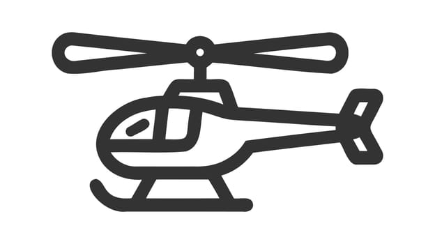 Helicopter icon, thin line symbol on white background - editable stroke vector illustration eps 10
