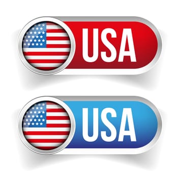 USA flag button vector set