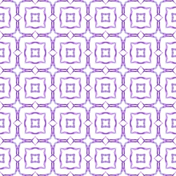 Textile ready stylish print, swimwear fabric, wallpaper, wrapping. Purple exotic boho chic summer design. Hand painted tiled watercolor border. Tiled watercolor background.