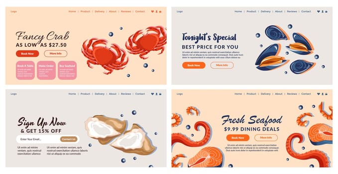 Landing page set for seafood restaurant offer