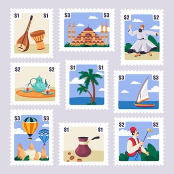 Postal mark collection with Turkey culture elements