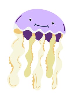 Sea ocean dweller, jellyfish character with smile