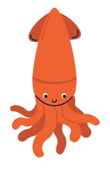 Underwater creatures, squid mollusc animal vector