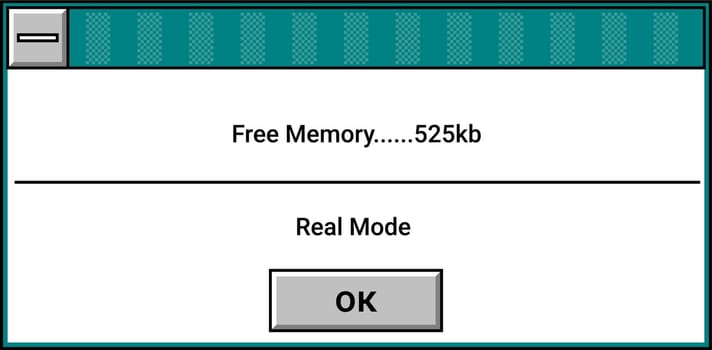 Interface of old school window showing free memory