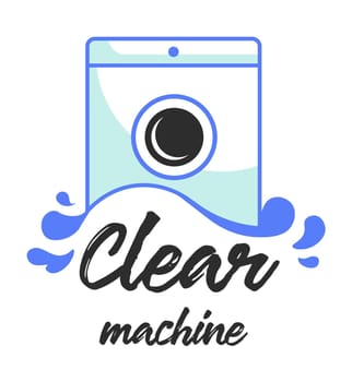 Washer icon with splashes of water, clear machine