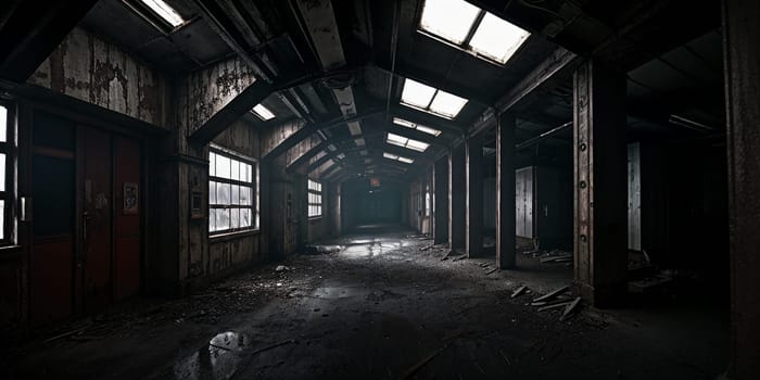 Scary abandoned rooms in the style of horror and thrille