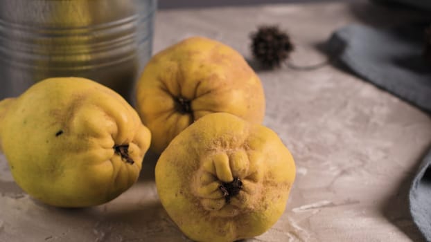 Ripe quince fruits