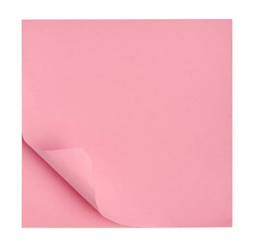 Pink sheet of paper on white isolated background, sticky note