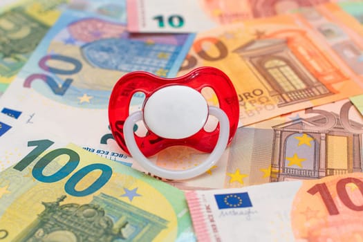Baby Pacifier on the Euro Banknotes
