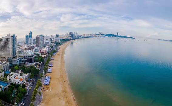 Pattaya Thailand, a view of the beach road with hotels and skycraper buildings