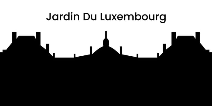 The silhouette of Luxembourg Palace in Paris is isolated on a white background. Vector illustration.