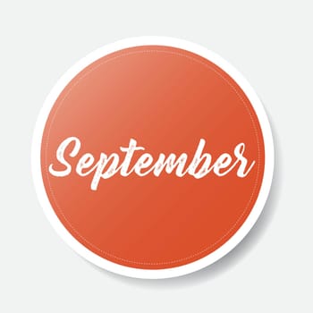 September red round sticker on white background, vector illustration.