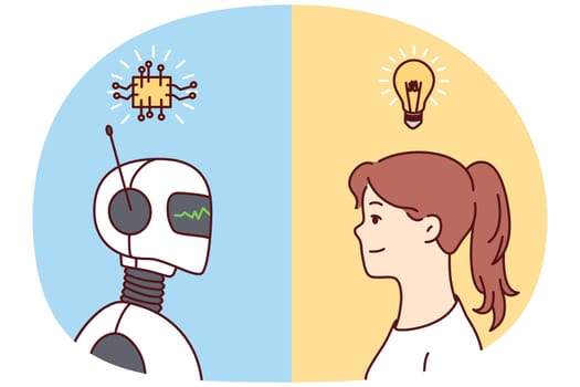 Woman and robot exchange thoughts