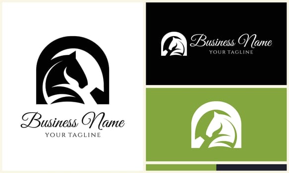 horseshoe racehorse horsemanship logo template 