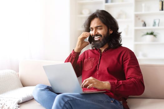 Indian guy independent contractor working online from home
