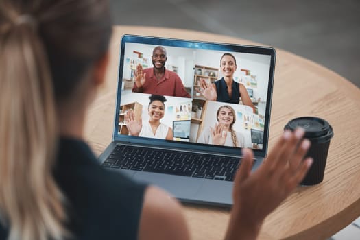Video conference call, online meeting and business employees working from home worldwide. 5g network streaming connection, team leadership and boss starts a corporate marketing strategy collaboration
