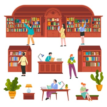 Educational library or bookstore with readers