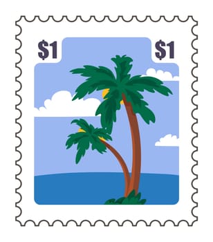 Turkey postcard or postmark with beach and palm