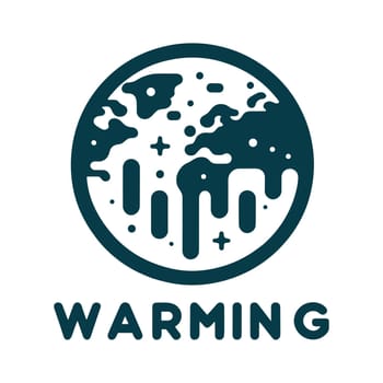 Earth climate crisis emblem. Global warming concept icon with melting earth.