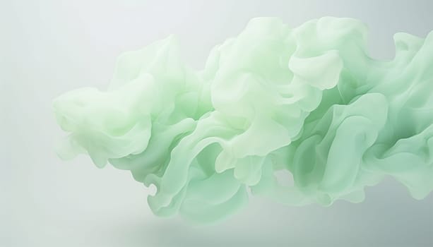 Realistic 3D smoke cloud pastel colored green and pink. 3d realistic clouds set isolated on a dark background. Render soft round cartoon fluffy clouds icon in the sky. 3d geometric shapes illustration