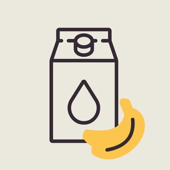 Carton of milk with flavor banana vector icon