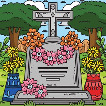 Memorial Day Tombstone with a Flower Colored