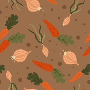 Veggies from farm, carrot and onion pattern print