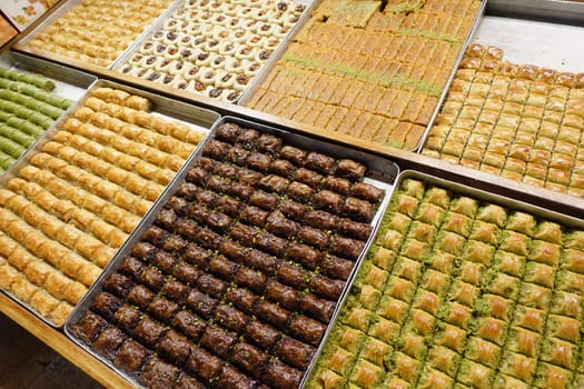 turkish dessert baklava selling at shop