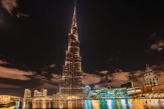 Dubai, United Arab Emirates View of Burj Khalifa at night