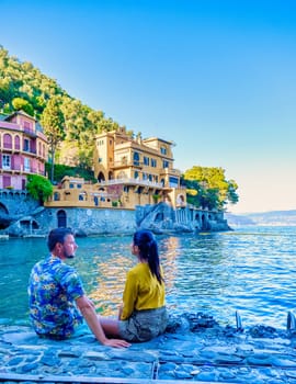 Portofino, Italy Europe Portofino in Liguria, Italy. Genoa Couple man and woman visiting Italy