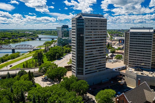 Summer Downtown Saskatoon Aerial View