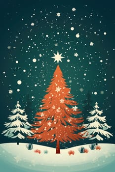 x'mas card christmas tree minimalistic design, ai